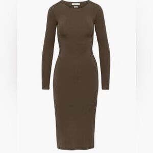 SOLD Aritzia babaton contour rich mocha brown midi long sleeve dress medium